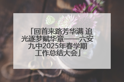 回首来路芳华满 追光逐梦赋华章——六安九中2025年春学期工作总结大会